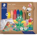 STAEDTLER Noris® junior 61 C1 Wachsmalstifte 6 Wachsmalstifte, Kinderbleistift,  Malheft
