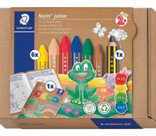 STAEDTLER Noris® junior 61 C1 Wachsmalstifte 6 Wachsmalstifte, Kinderbleistift,  Malheft