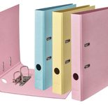 FALKEN Ordner Rückenbreite 5 cm DIN A4 Karton Vanille-Gelb, Flamingo-Pink, Himmel-Blau