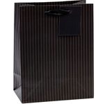TSI Geschenktaschen Nadelstreifen schwarz, 18,0 x 23,0 cm