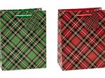 TSI Geschenktaschen Tartan rot & grün, 18,0 x 23,0 cm