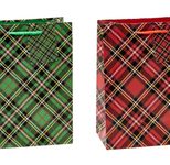 TSI Geschenktaschen Tartan rot & grün, 18,0 x 23,0 cm