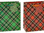 TSI Geschenktaschen Tartan rot & grün, 26,0 x 32,0 cm