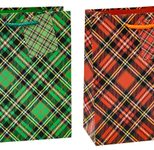 TSI Geschenktaschen Tartan rot & grün, 26,0 x 32,0 cm