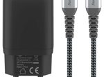 goobay Ladekabel mit Adapter schwarz, Kabellänge: 1,0 m, 65 Watt