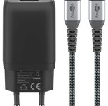 goobay Ladekabel mit Adapter schwarz, Kabellänge: 1,0 m, 65 Watt