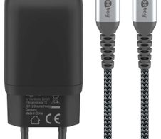 goobay Ladekabel mit Adapter schwarz, Kabellänge: 1,0 m, 65 Watt