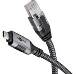goobay USB C 3.1/RJ45 CAT 6 Kabel 10,0 m grau, schwarz, 1 St.