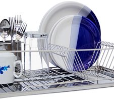 relaxdays Abtropfgestell mit Besteckkorb silber