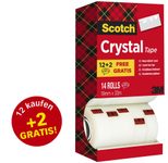 Scotch Crystal Klebefilm 19 mm  x 33 m kristall-klar, 12 Rollen + GRATIS 2 Rollen