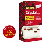 Scotch Crystal Klebefilm 19 mm x 33 m kristall-klar, 12 Rollen + GRATIS 2 Rollen