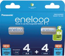 eneloop Akkus Micro AAA, Mignon AA Mignon AA: 2.000 mAh / Micro AAA: 800 mAh 8 St.