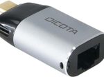 DICOTA Mini-Adapter USB-C zu Ethernet mit Power Delivery