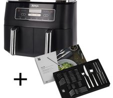 Ninja Doppel-Heißluftfritteuse AF300EU + WMF Besteckset Boston silber