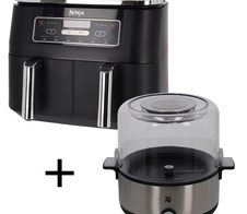 Ninja Doppel-Heißluftfritteuse AF300EU + WMF 415470011 Popcornmaschine
