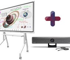 All-in-One Videokonferenzlösung Samsung Flip Pro WM75B, Neomounts FL50-525WH1, Barco Clickshare Bar Pro & Halterung