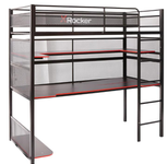 X Rocker Battlebunk Gaming Hochbett mit XL-Schreibtisch für Kinder & Jugendliche - schwarz/rot