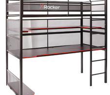 X Rocker Battlebunk Gaming Hochbett mit XL-Schreibtisch für Kinder & Jugendliche - schwarz/rot