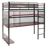 X Rocker Battlebunk Gaming Hochbett mit XL-Schreibtisch für Kinder & Jugendliche - schwarz/rot