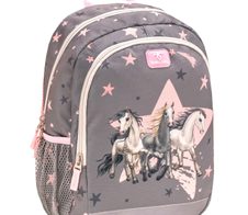 BELMIL® Kindergartenrucksack Kiddy Plus Star Horses 23,0 x 13,0 x 33,0 cm grau/rosa 12,0 l
