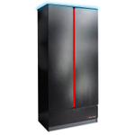 X Rocker Carbon-Tek Kleiderschrank mit 2 Türen, Schublade und LED-Beleuchtung - grau/rot