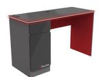 X Rocker Carbon-Tek Gaming Schreibtisch mit LED-Beleuchtung & Wireless Charging Ladepad - grau/rot