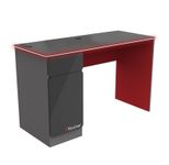 X Rocker Carbon-Tek Gaming Schreibtisch mit LED-Beleuchtung & Wireless Charging Ladepad - grau/rot