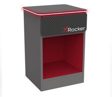 X Rocker Carbon-Tek Gaming Nachttisch mit LED-Beleuchtung & Wireless Charging Ladepad - grau/rot