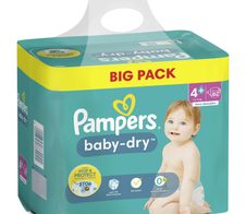 Pampers® Windeln Baby Dry Größe 4+ 62ST für Babys und Kleinkinder (4-18 Monate)