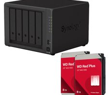 Synology DiskStation DS1522+ 5 Einschübe NAS-Server Leergehäuse + 16TB WD Red Plus SATA 3.5" HDD (2x 8TB)