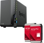 Synology DiskStation DS224+ 2 Einschübe NAS-Server Leergehäuse + 16 TB WD Red Plus SATA 3.5" HDD (2x8TB)