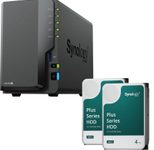 Synology DiskStation DS224+ 2 Einschübe NAS-Server Leergehäuse + 8 TB Synology Plus 3.5" SATA HDD Festplatte (2x4TB)