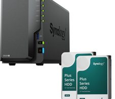 Synology DiskStation DS224+ 2 Einschübe NAS-Server Leergehäuse + 8 TB Synology Plus 3.5" SATA HDD Festplatte (2x4TB)