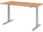 HAMMERBACHER XMKA16 höhenverstellbarer Schreibtisch 70,0 - 120,0 cm - elektrisch asteiche / silber