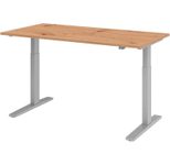 HAMMERBACHER XMKA16 höhenverstellbarer Schreibtisch 70,0 - 120,0 cm - elektrisch asteiche / silber