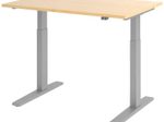 HAMMERBACHER XMKA12 höhenverstellbarer Schreibtisch 70,0 - 120,0 cm - elektrisch 	ahorn / silber