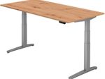 HAMMERBACHER XBHM2E höhenverstellbarer Schreibtisch 65,0 - 130,0 cm -  elektrisch asteiche / silber