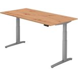 HAMMERBACHER XBHM2E höhenverstellbarer Schreibtisch 65,0 - 130,0 cm -  elektrisch asteiche / silber