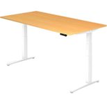 HAMMERBACHER XBHM2E höhenverstellbarer Schreibtisch 65,0 - 130,0 cm -  elektrisch buche / silber