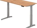 HAMMERBACHER XBHM19 höhenverstellbarer Schreibtisch 65,0 - 130,0 cm -  elektrisch asteiche / silber