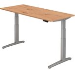HAMMERBACHER XBHM19 höhenverstellbarer Schreibtisch 65,0 - 130,0 cm -  elektrisch asteiche / silber