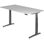 HAMMERBACHER XBHM2E höhenverstellbarer Schreibtisch 65,0 - 130,0 cm -  elektrisch lichtgrau / grafit
