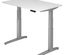 HAMMERBACHER XBHM12 höhenverstellbarer Schreibtisch 65,0 - 130,0 cm -  elektrisch weiß / silber
