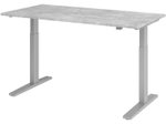 HAMMERBACHER XMKA16 höhenverstellbarer Schreibtisch 70,0 - 120,0 cm - elektrisch beton / silber