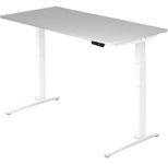 HAMMERBACHER XBHM16 höhenverstellbarer Schreibtisch 65,0 - 130,0 cm -  elektrisch lichtgrau / weiß
