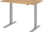 HAMMERBACHER XMKA12 höhenverstellbarer Schreibtisch 70,0 - 120,0 cm - elektrisch eiche / silber