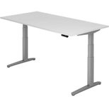 HAMMERBACHER XBHM2E höhenverstellbarer Schreibtisch 65,0 - 130,0 cm - elektrisch weiß / silber