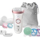 Braun Silk-épil 9 SkinSpa SensoSmart 9/970 - Epiliergerät - weiß/goldfarben rosa - mit Gesichtsreinigungsbürste