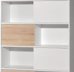 GERMANIA GW-SLIDE Schiebetürregal 4037-176 - Höhe: 196cm - Weiß/Sonoma-Eiche