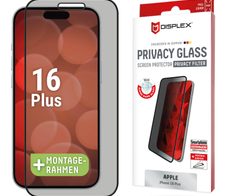 DISPLEX Privacy Full Cover Panzerglas (10H) für Apple iPhone 16 Plus